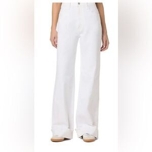 Hudson Jeans NEW Women's White Jolene High-rise Wide-leg Cuffed Jeans Size 29